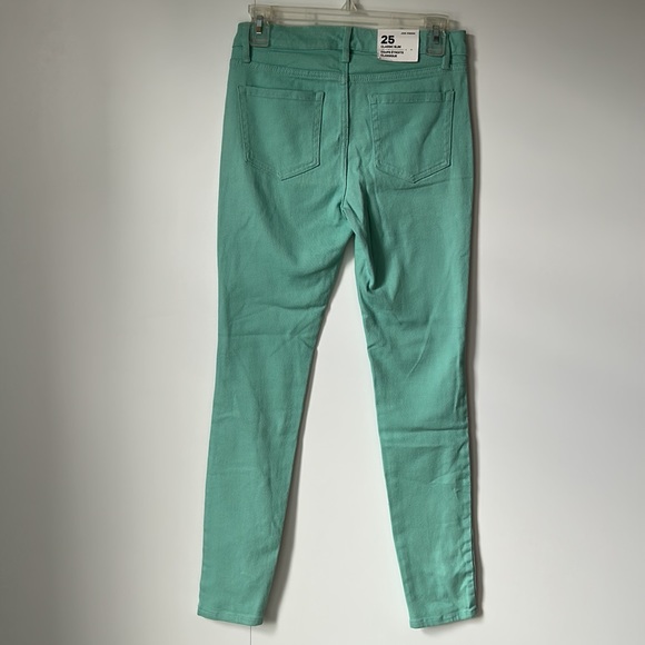 Mid-Rise Mint Green Slim Fit Jeans - Picture 4 of 6